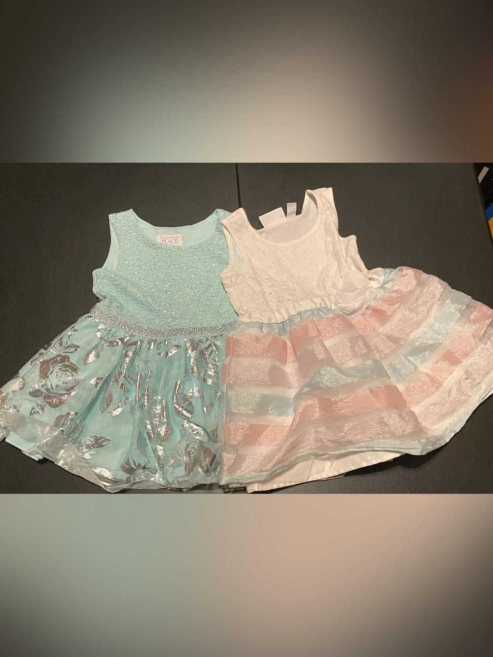 The Children's Place Mint & Blush Layered Tulle Party Dresses (Lot of 2)